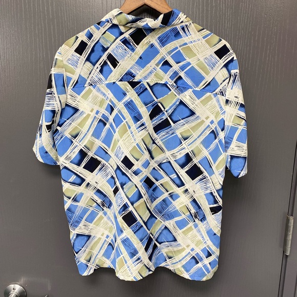 VTG DonnKenny XL Blue and Cream Button Down Retro Print Ladies Short - Picture 3 of 4